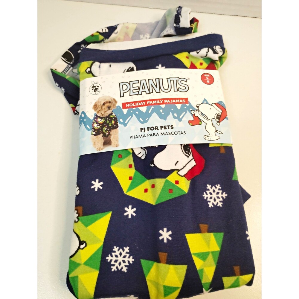 Peanuts Holiday Family Pajamas Holiday Christmas Snoopy  Dog Pajamas SiZe L Blue
